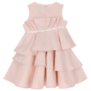 Girls Pink Flower Ruffled Dress