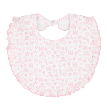 Baby Girls White & Pink Royal Bib
