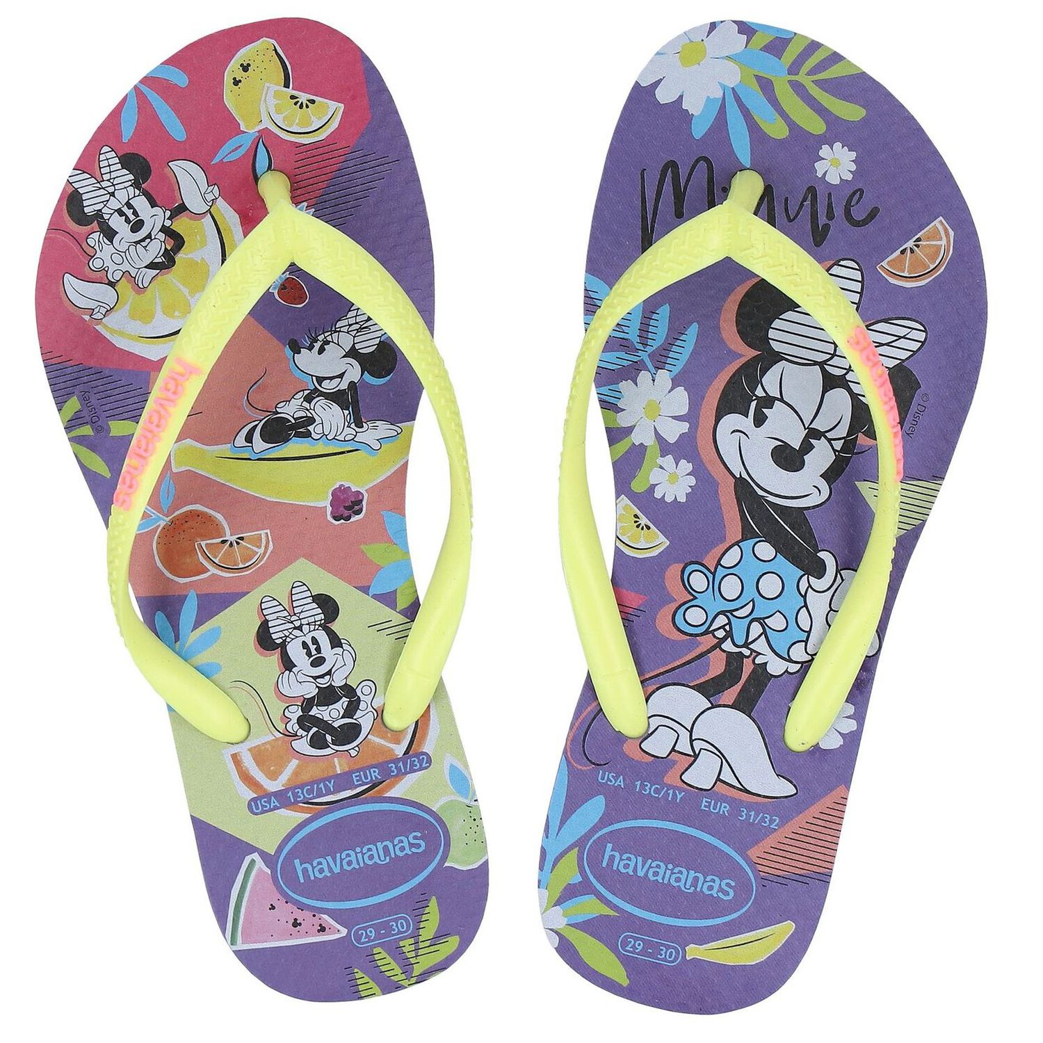 Girls Purple Disney Logo Flip Flops, 1, hi-res image number null