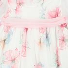 Younger Girls White Floral Chiffon Dress, 1, hi-res