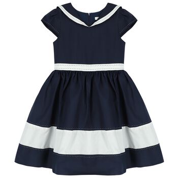 Girls Navy Blue & White Dress