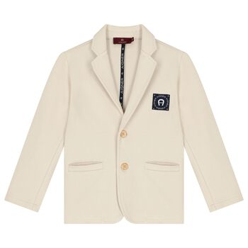 Boys Beige logo Blazer