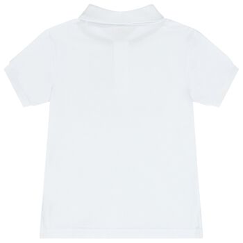 Boys White Logo Polo Shirts
