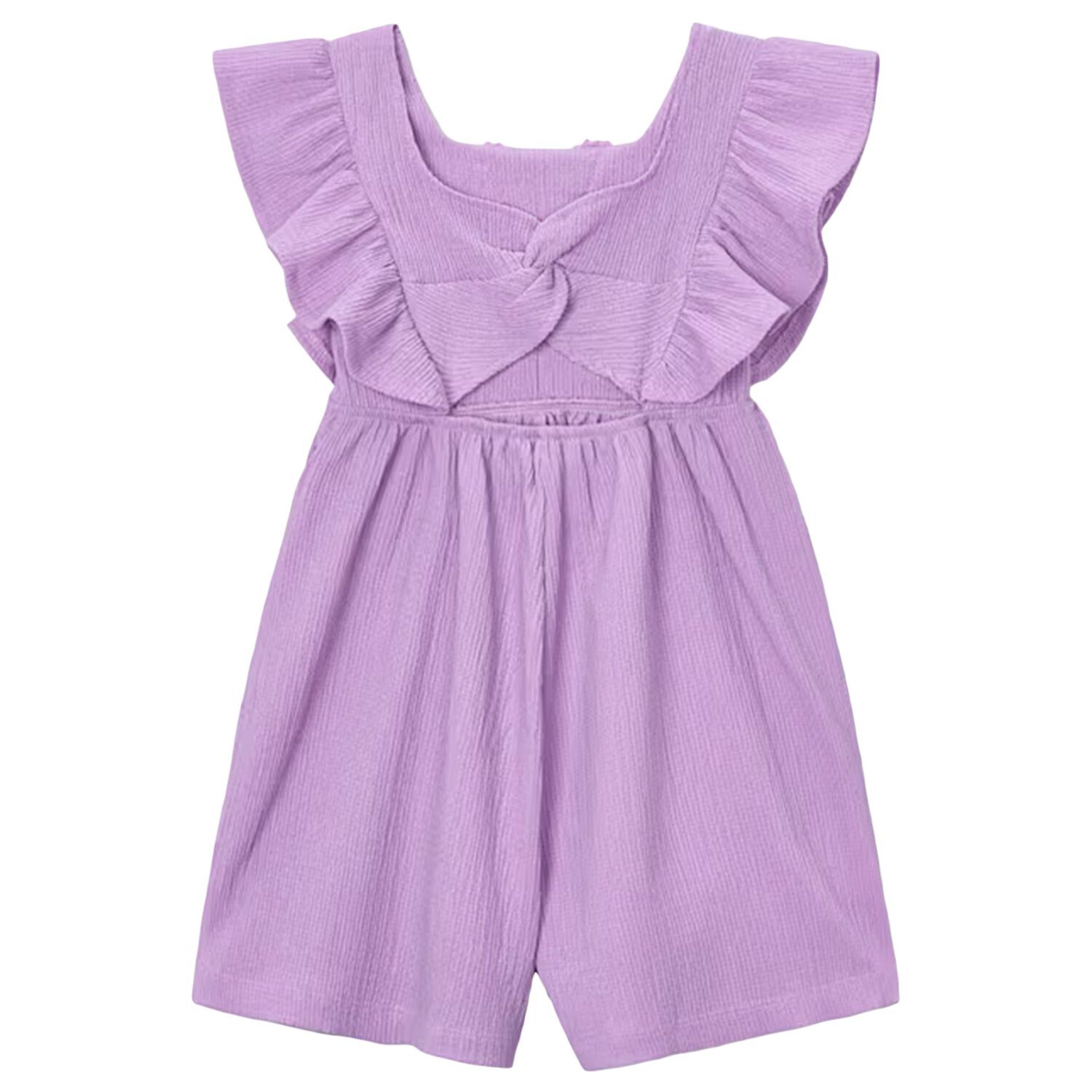 Girls Purple Crochet Flower Playsuit, 1, hi-res