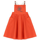 Girls Red Poppy Logo Poplin Dress, 1, hi-res