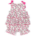 Baby Girls White & Pink Floral Romper, 1, hi-res