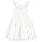 Girls White Embroidered Dress, 1, hi-res