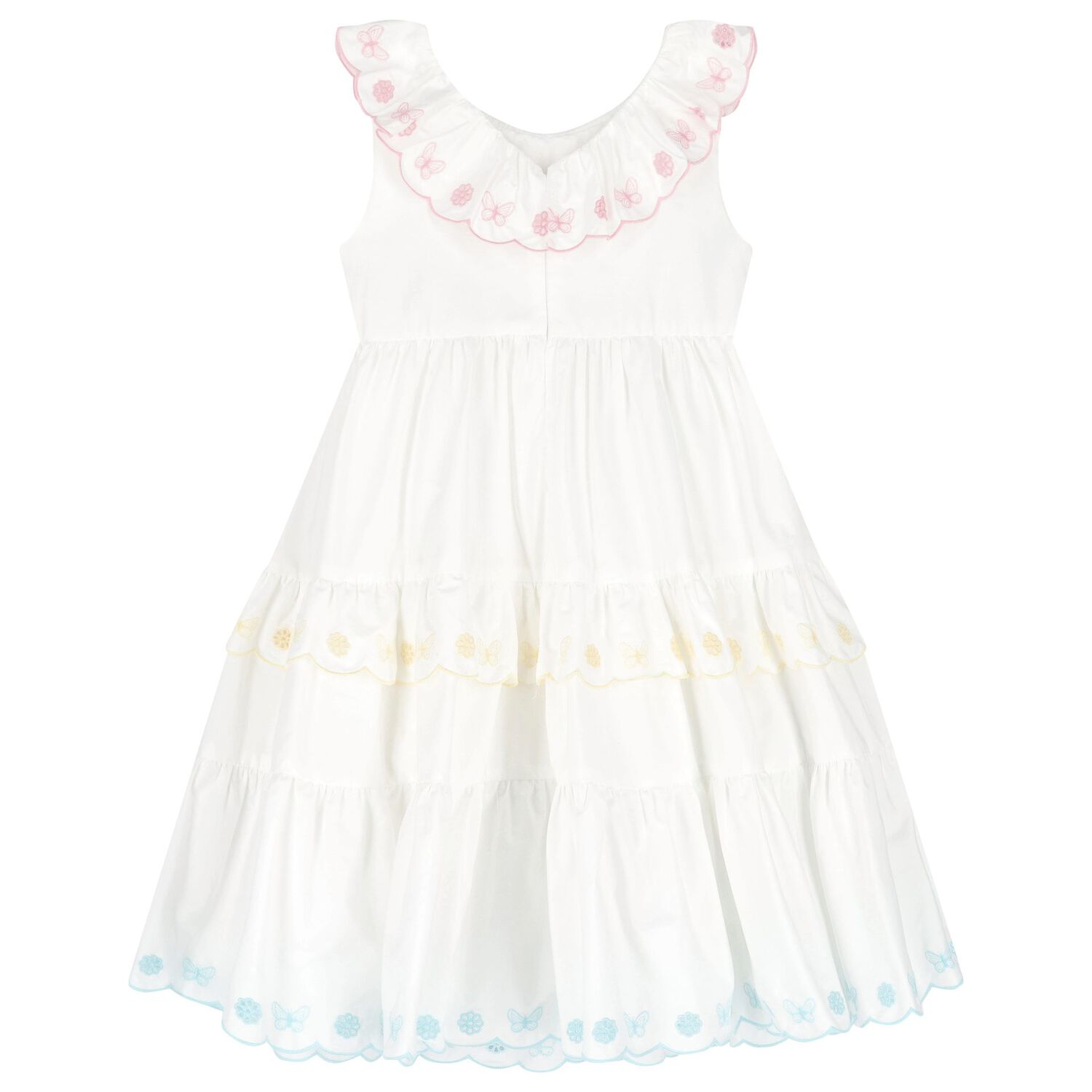 Girls White Embroidered Dress, 1, hi-res image number null