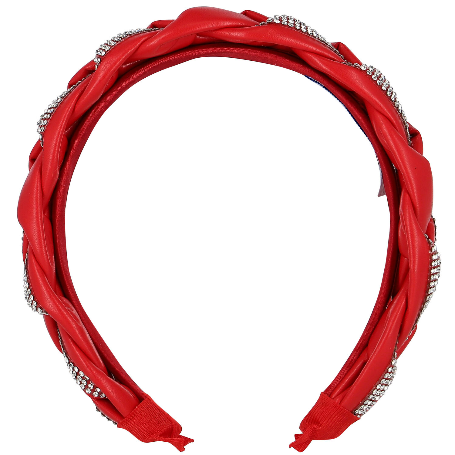 Girls Red Plaited Diamante Headband, 1, hi-res image number null