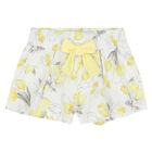 Girls White & Yellow Floral Shorts Set, 1, hi-res