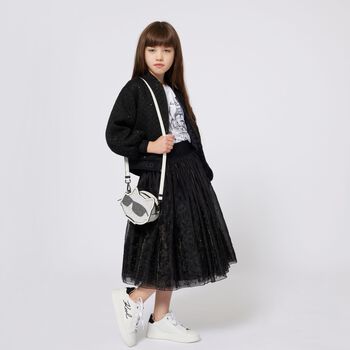 Girls White Embellished Choupette Handbag