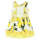Girls White & Yellow Lemon Dress, 1, hi-res