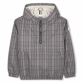 Boys Black, Beige & White Checked Windbreaker