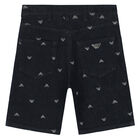 Boys Blue Logo Denim Shorts, 1, hi-res