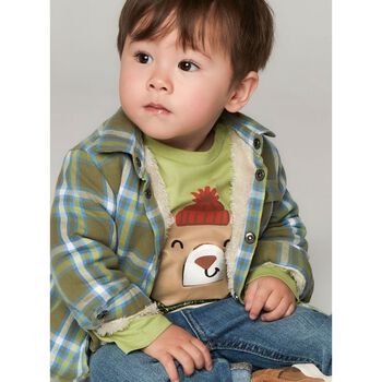 Younger Boys Green Bear Long Sleeve Top