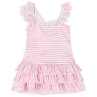 Girls Pink & White Striped Dress, 1, hi-res
