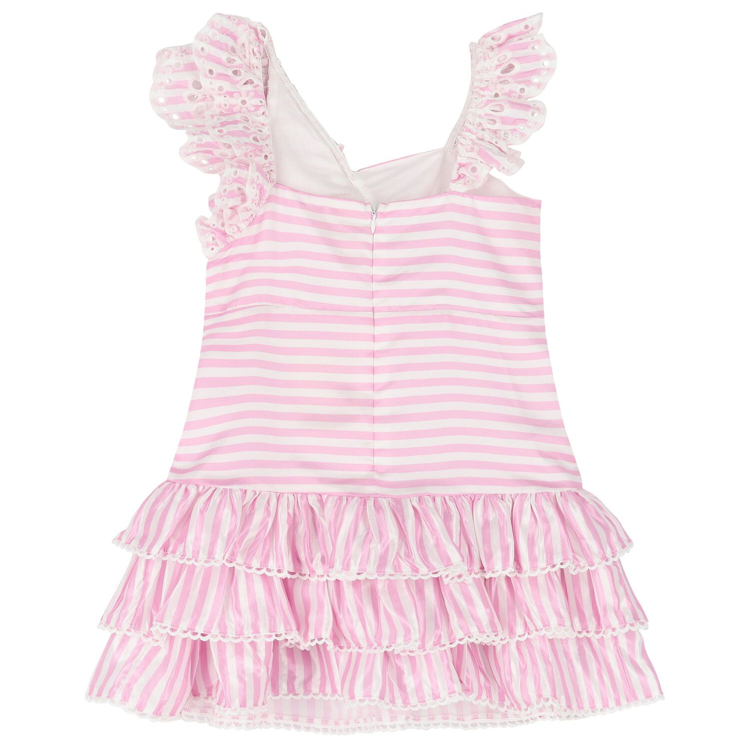 Girls Pink & White Striped Dress, 1, hi-res