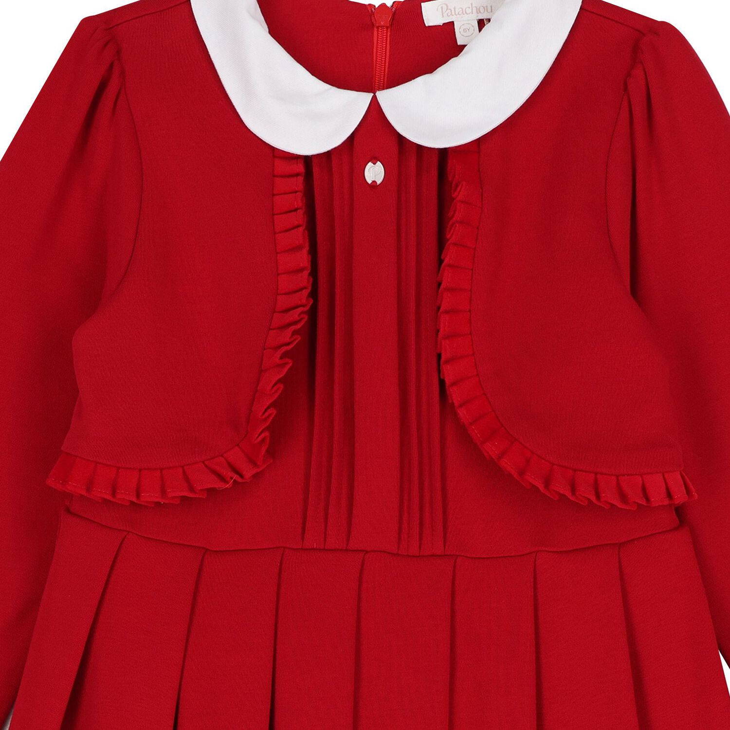 Girls Red Pleated Dress, 1, hi-res