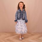 Girls Blue Floral Tulle Skirt, 1, hi-res