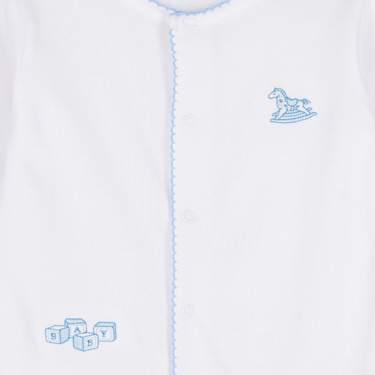 Baby Boys White & Blue Vintage Toy Treasures Babygrow Set, 1, hi-res image number null