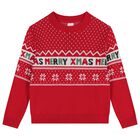 Girls Red Knitted Christmas Sweatshirt, 1, hi-res