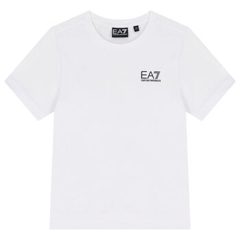 EA7 Emporio Armani Boys White Logo T-Shirt, 6 Boys White Logo T-Shirt