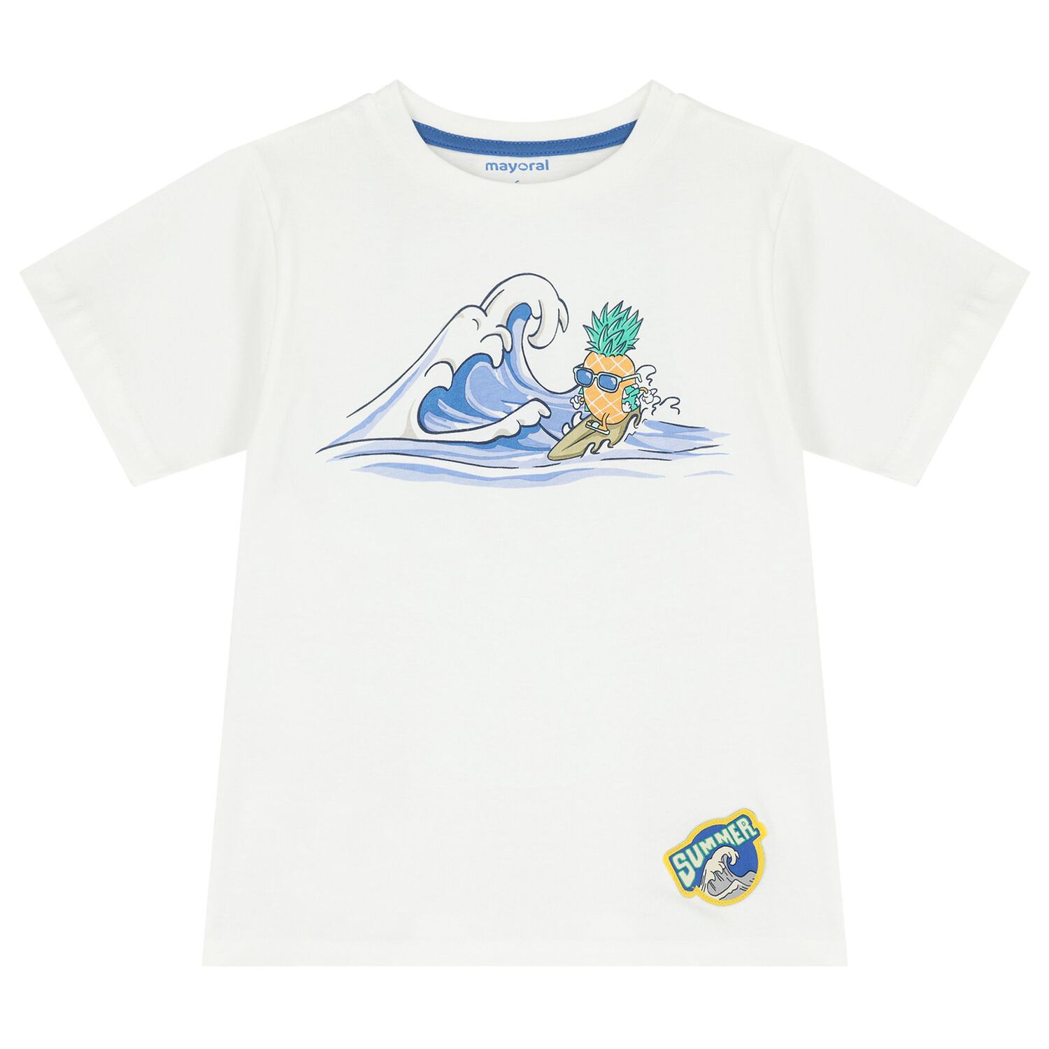 Boys White & Blue Pineapple Shorts Set, 3, hi-res