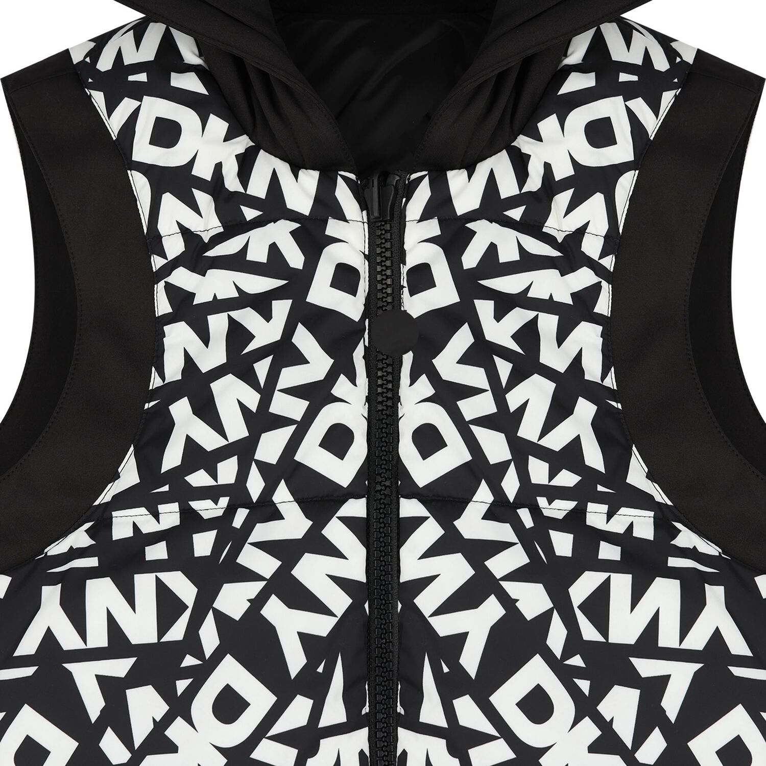 Black & White Logo Reversible Hooded Gilet, 1, hi-res