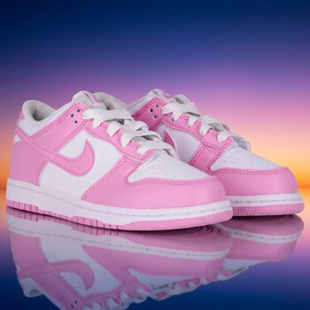 Girls White & Pink Logo Dunk Low Trainers