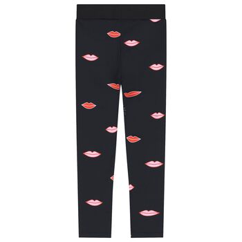 Girls Black Logo Leggings