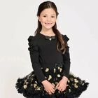 Girls Black Bow Long Sleeve Top, 2, hi-res