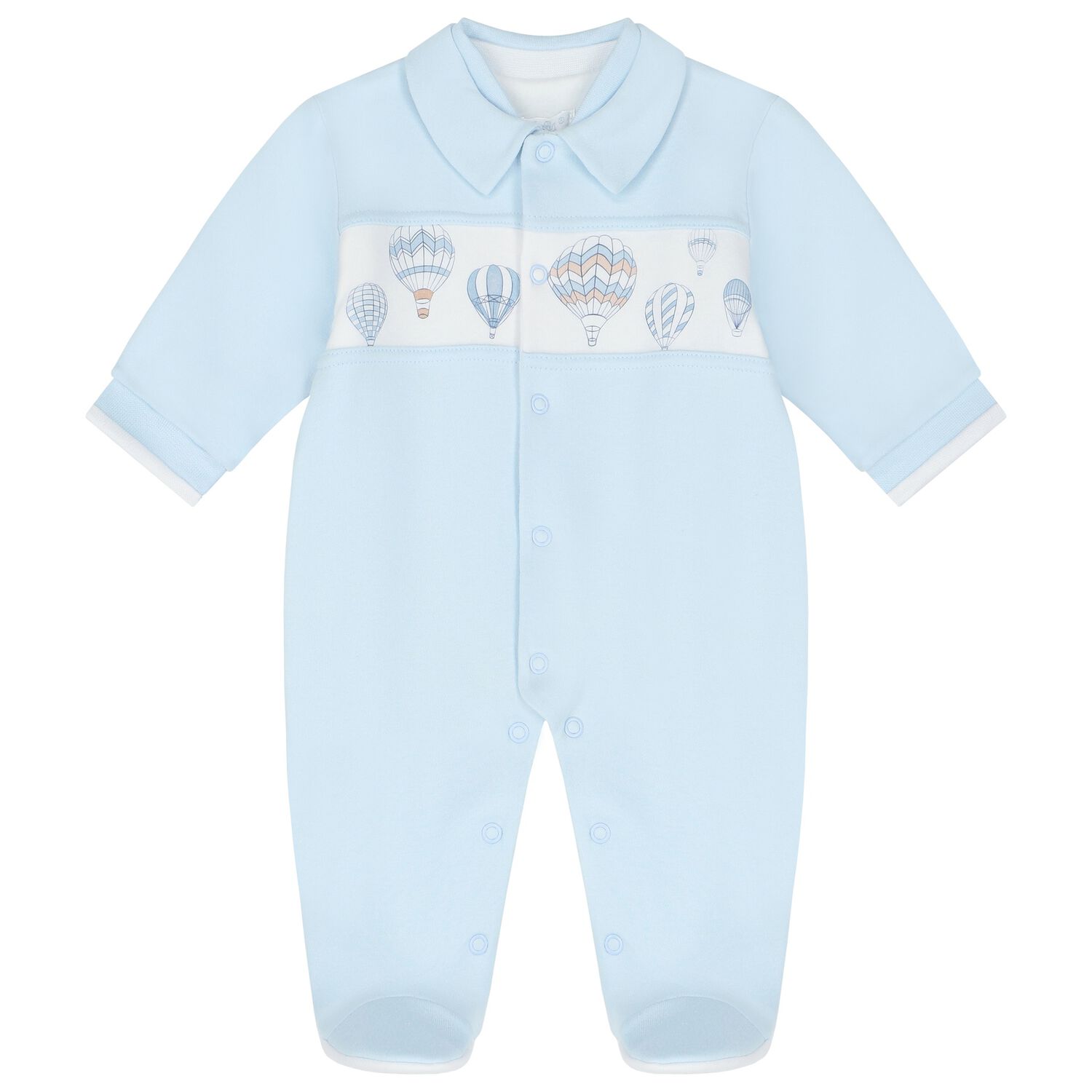 Baby Boys Blue Hot Air Balloon Babygrow, 1, hi-res image number null