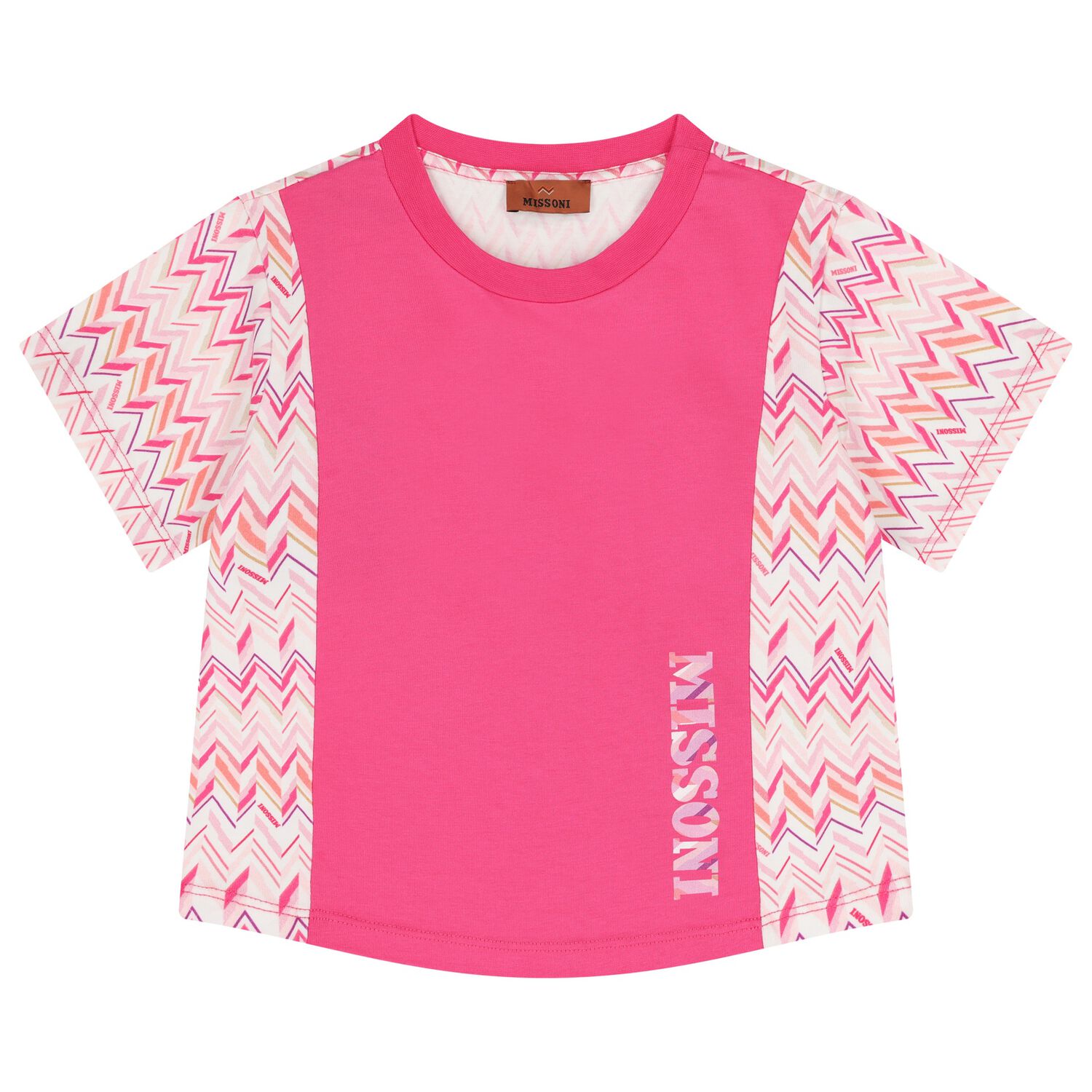 Girls White & Pink Logo Zig Zag T-Shirt, 2, hi-res