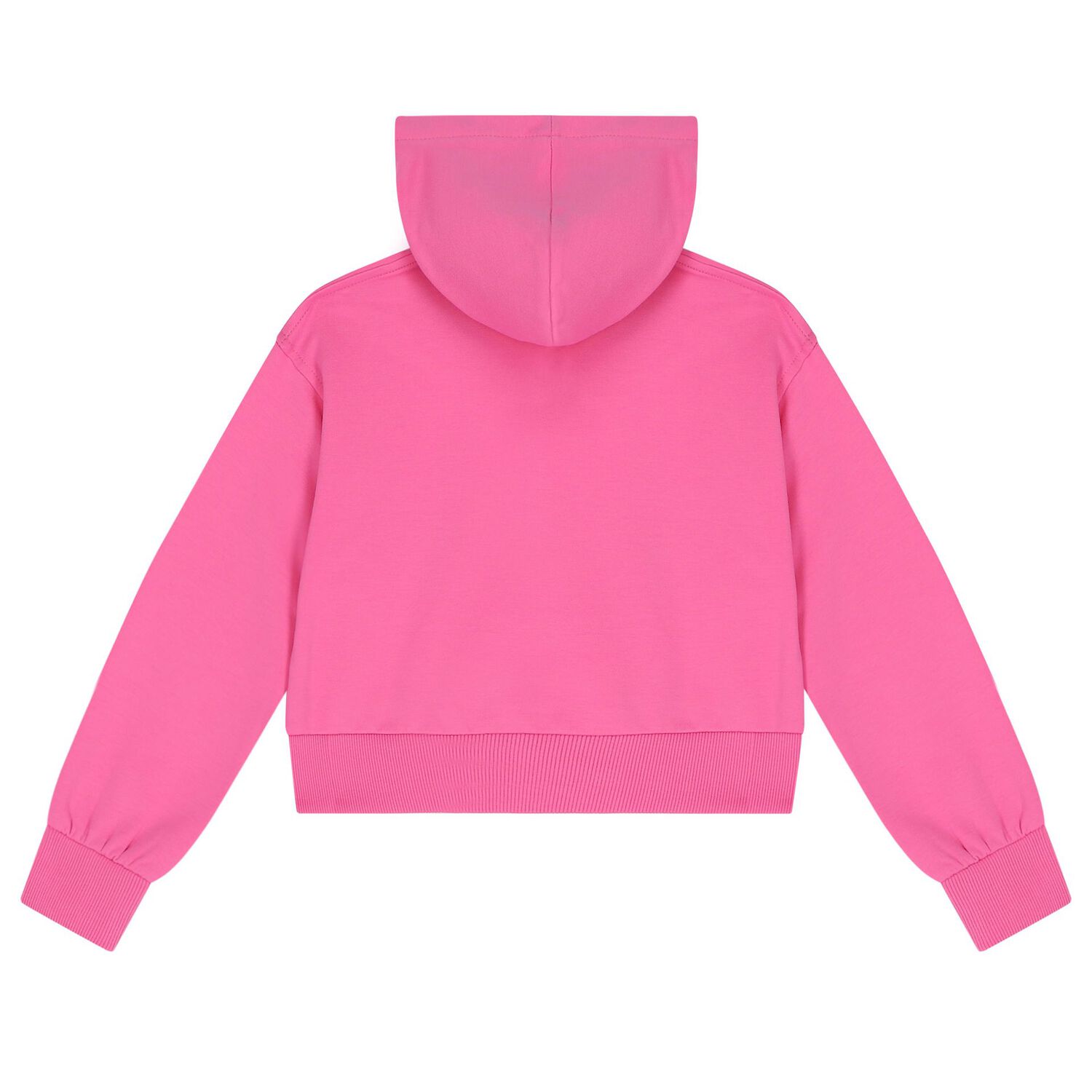 Girls Pink Teddy Bear Logo Hooded Zip Up Top, 1, hi-res