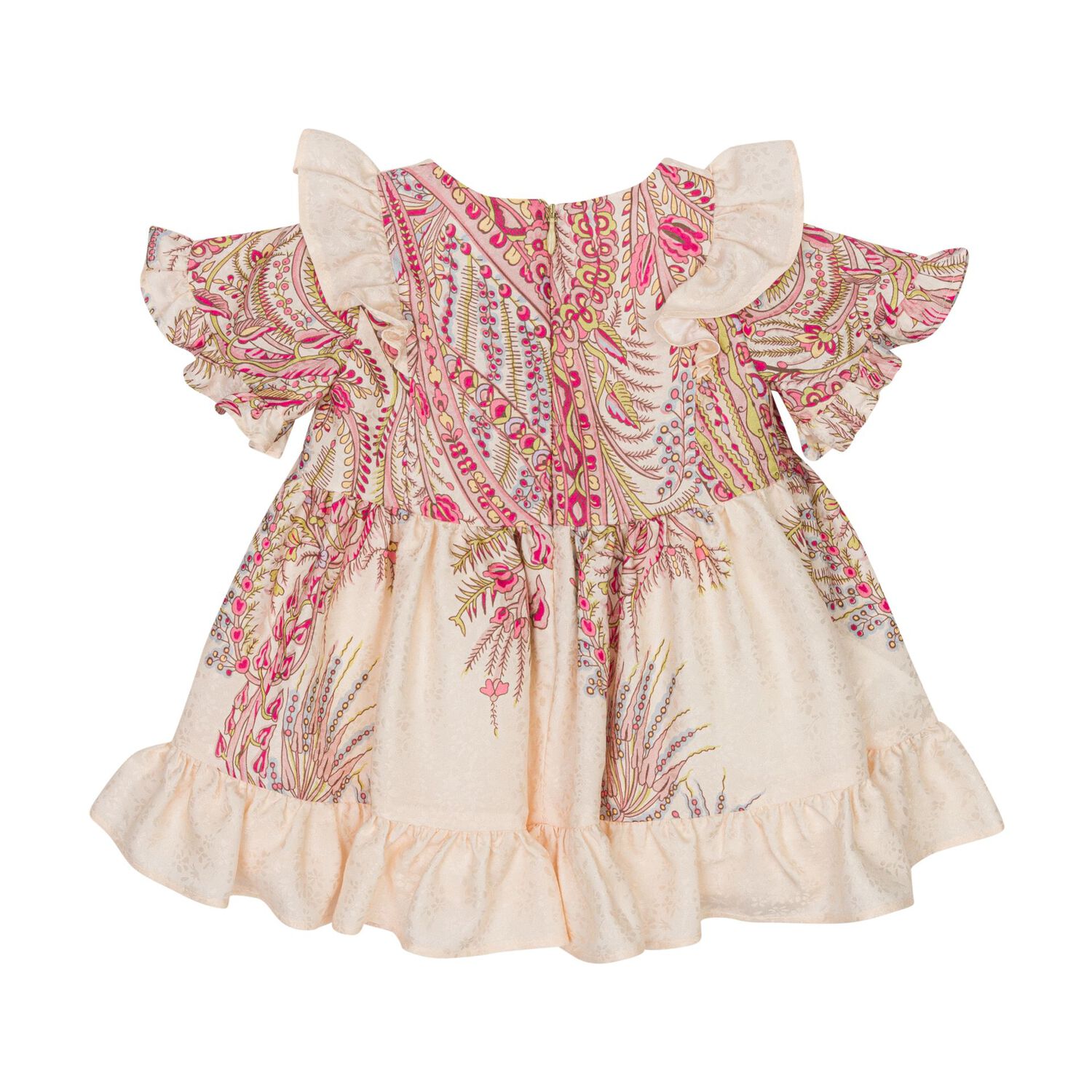 Baby Girls Ivory & Pink Paisley Dress, 2, hi-res