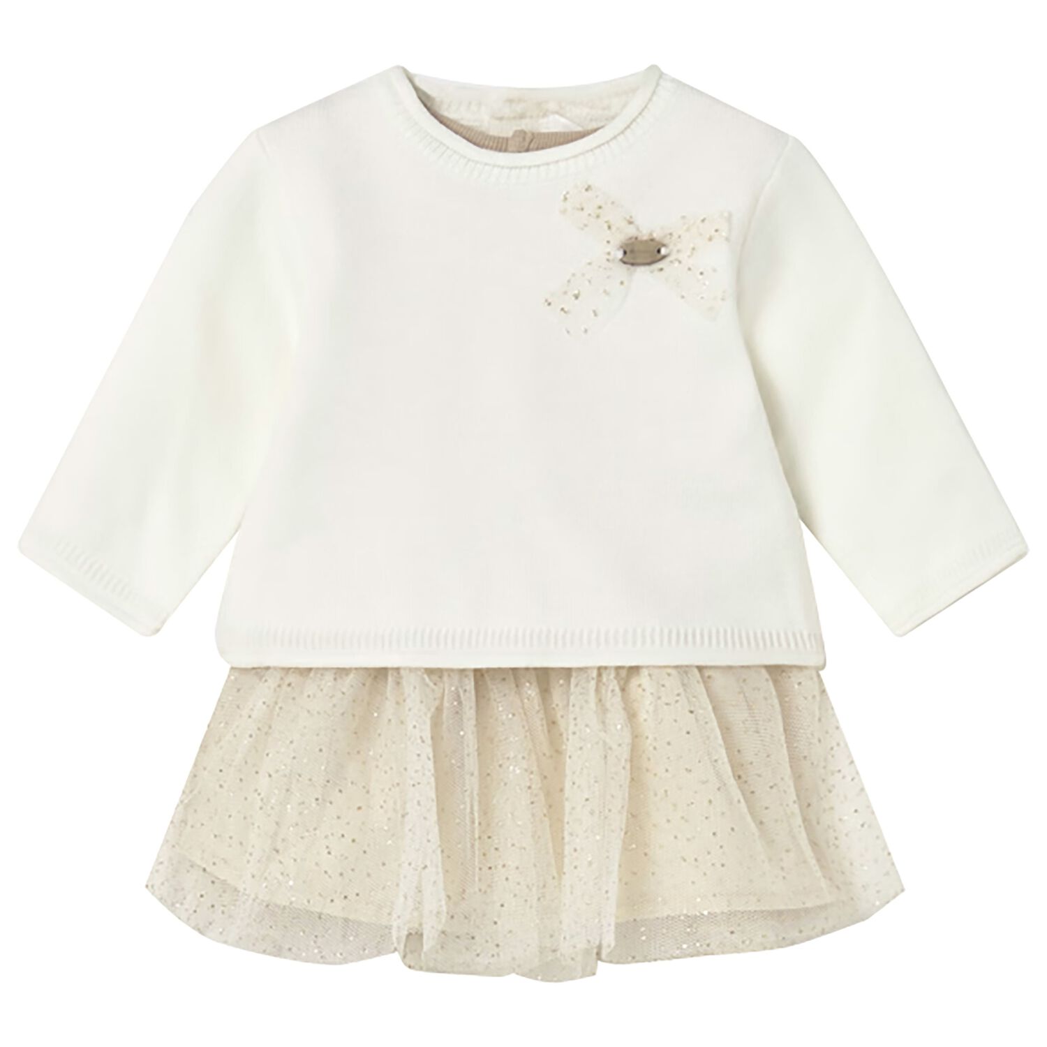 Mayoral Baby Girls Ivory Beige Tulle Dress Set Junior Couture UK