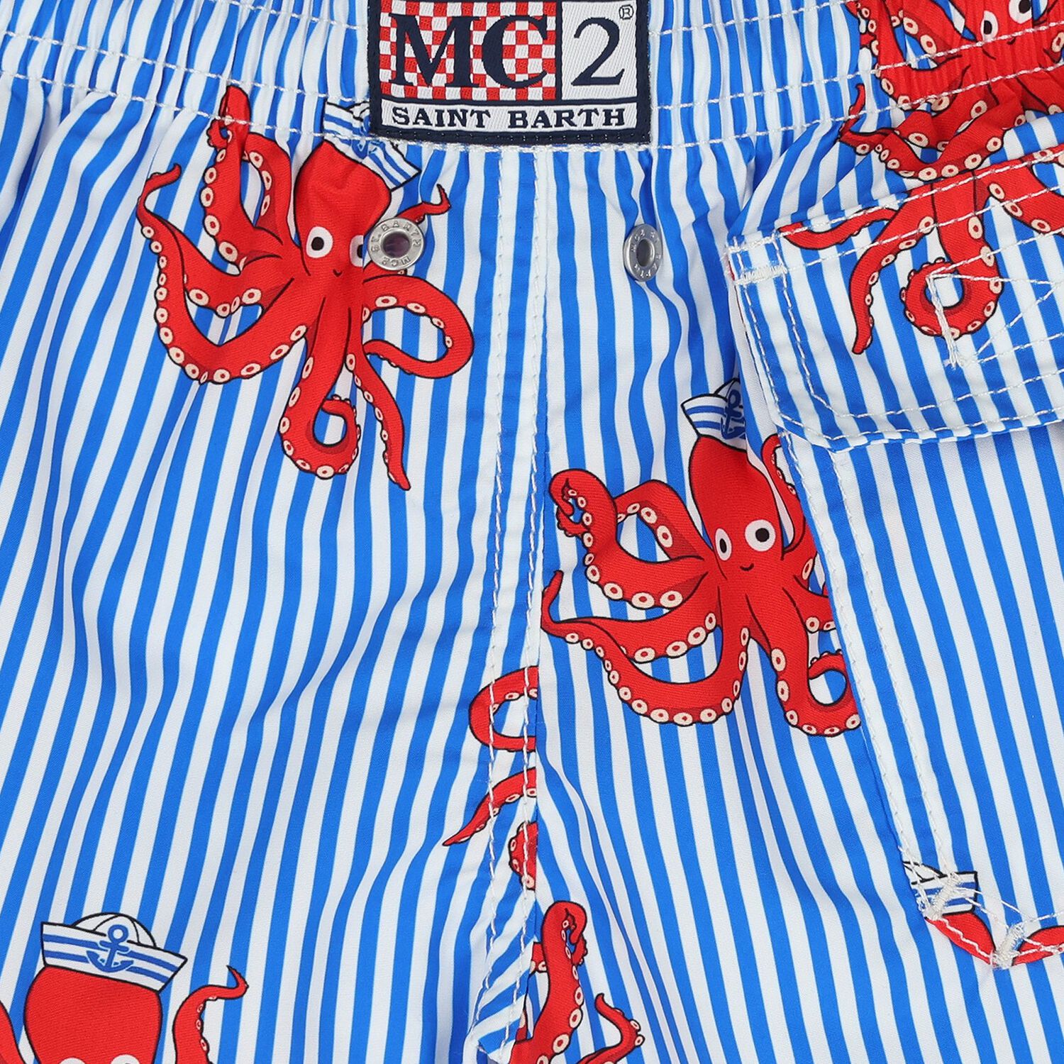 Boys Blue & White Octopus Swim Shorts, 1, hi-res