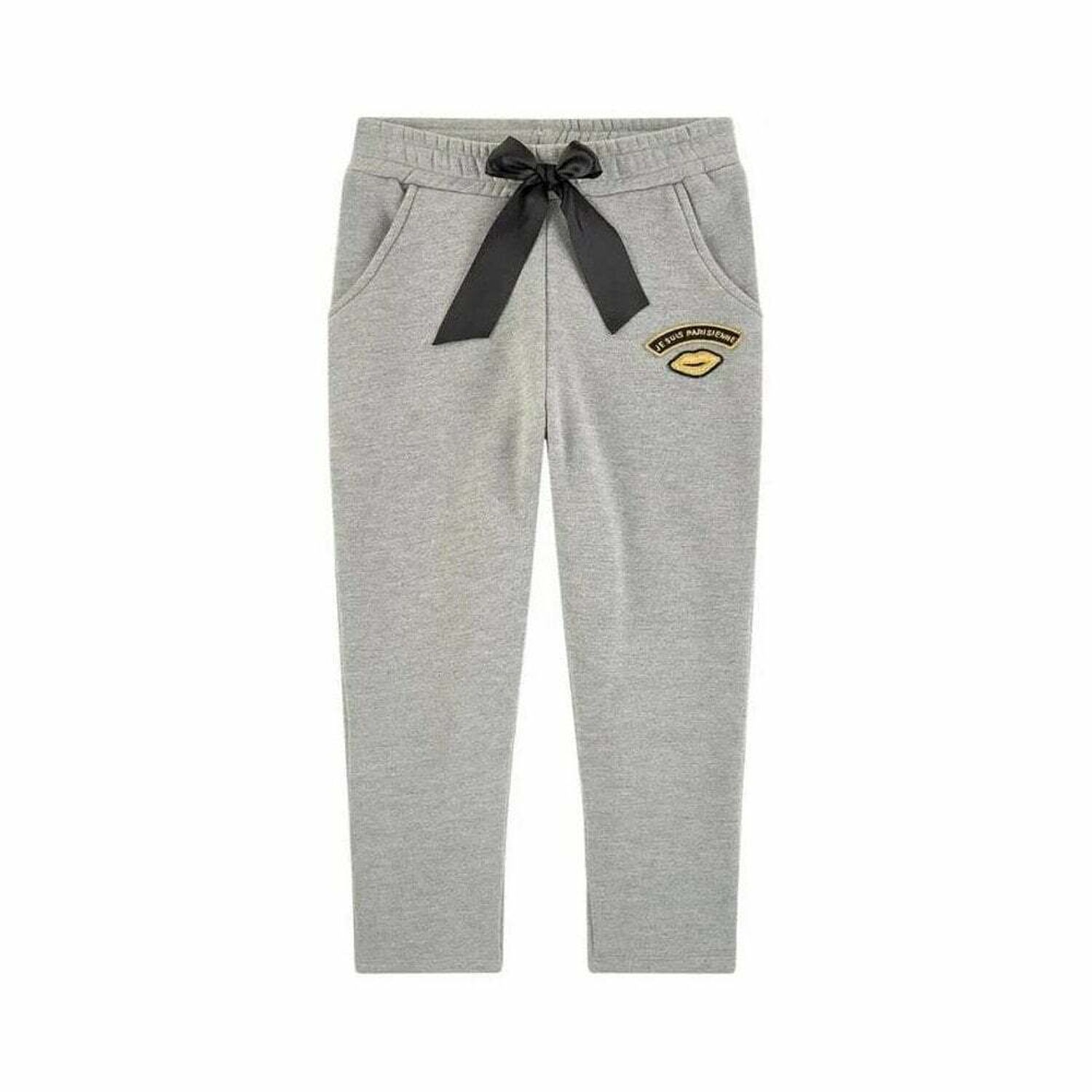 Girls Grey Jersey  Joggers, 1, hi-res
