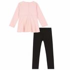 Girls Pink & Black Leggings Set, 1, hi-res