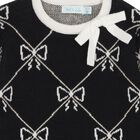 Girls Black Knitted Skirt Set, 1, hi-res