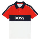 Boys Red, White & Black Logo Polo Shirt, 1, hi-res