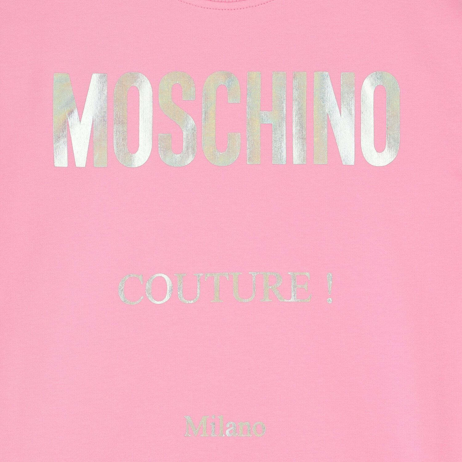 Pink Holographic Logo Sweatshirt Dress, 2, hi-res