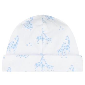 Baby Boys White & Blue Giraffe Hat