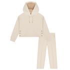 Girls Beige Hooded Tracksuit, 1, hi-res