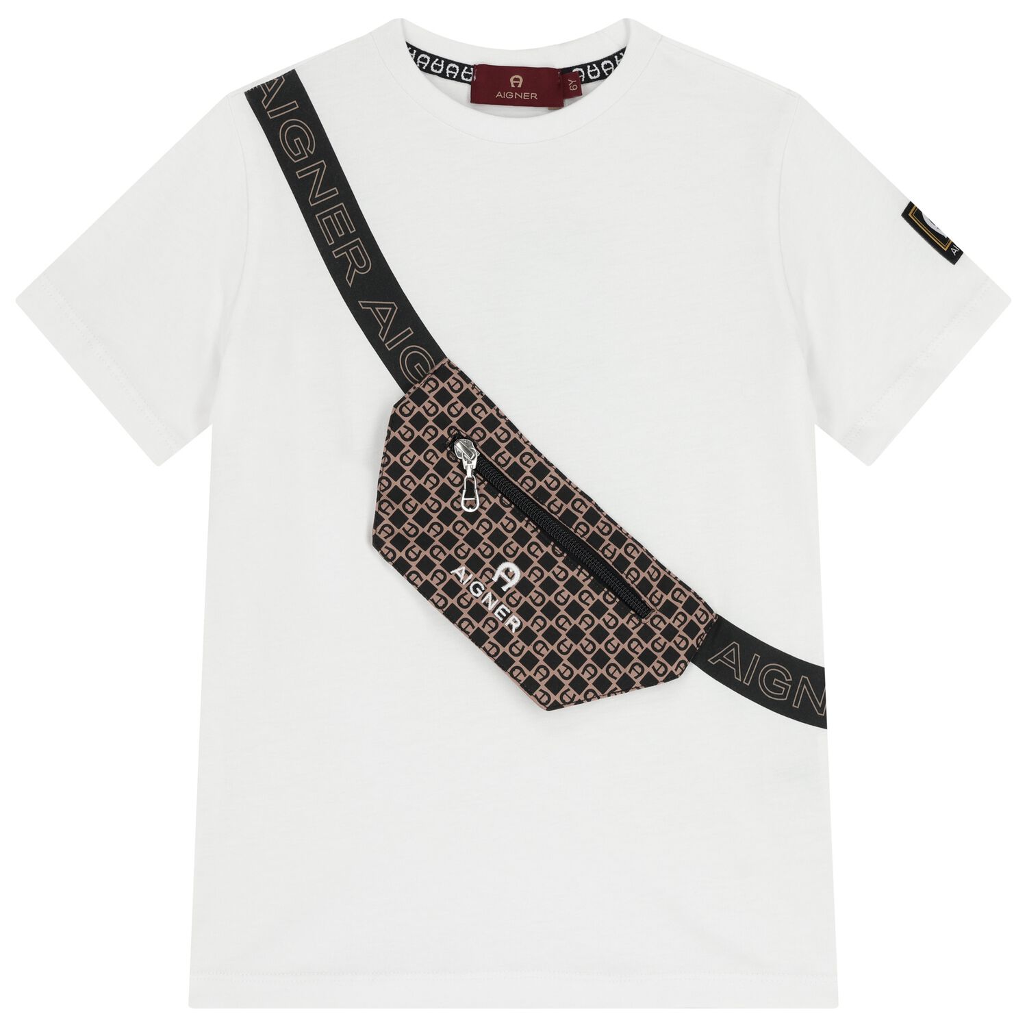 Boys White Logo Bag T-Shirt, 1, hi-res