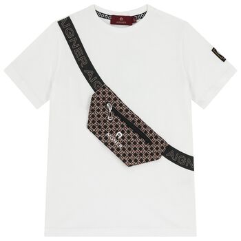 Boys White Logo Bag T-Shirt