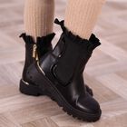Girls Black Faux Leather Boots, 1, hi-res