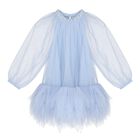 Baby Girls Blue Pearl Tulle Dress, 1, hi-res