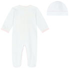 Baby Girls White & Pink Embellished Floral Babygrow Set, 2, hi-res
