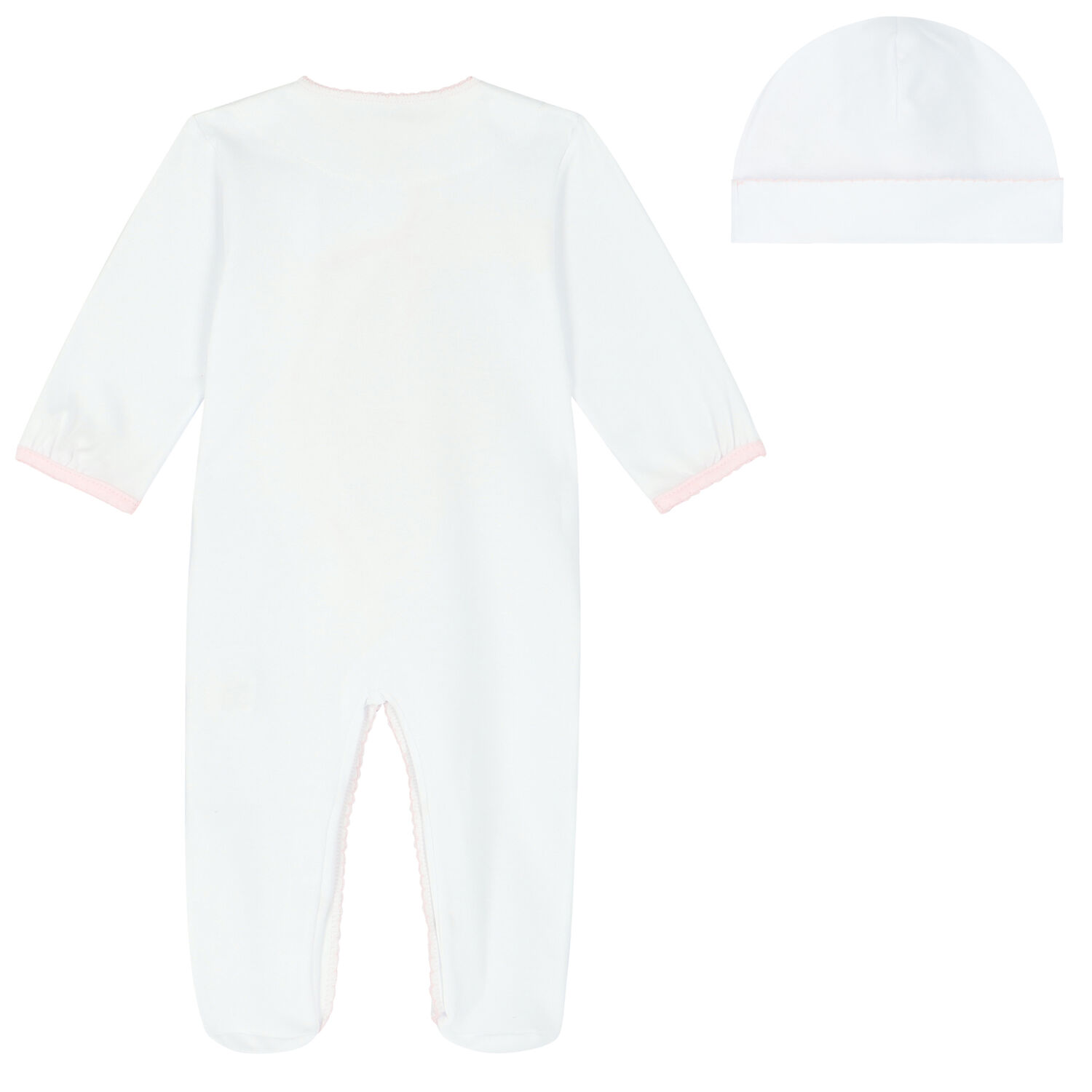 Baby Girls White & Pink Embellished Floral Babygrow Set, 2, hi-res image number null